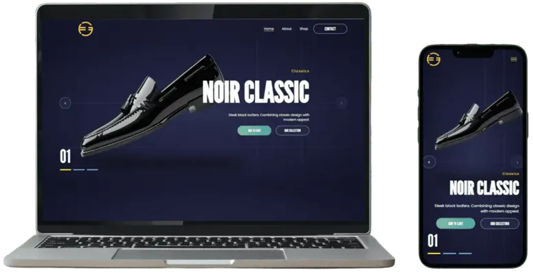 Giuliani smart shoe website displayed on laptop and mobile